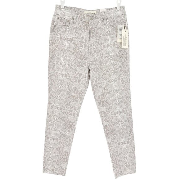 Aritzia Denim Forum Women The Lola Snake Print Light Brown Skinny Crop Jeans 29W - Picture 1 of 12